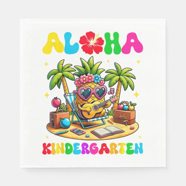Aloha Kindergarten Pineapple Hawaii Back to School Napkin (Front)