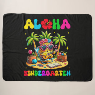 Aloha Kindergarten Pineapple Hawaii Back to School Sherpa Blanket