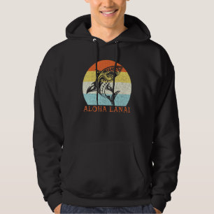 Aloha Lanai Vintage Hawaiian Island Tribal Shark Hoodie