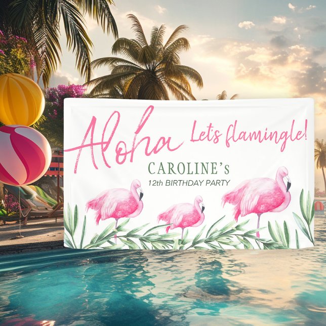 Aloha Let's Flamingle tropical birthday party sign (Creator Uploaded)