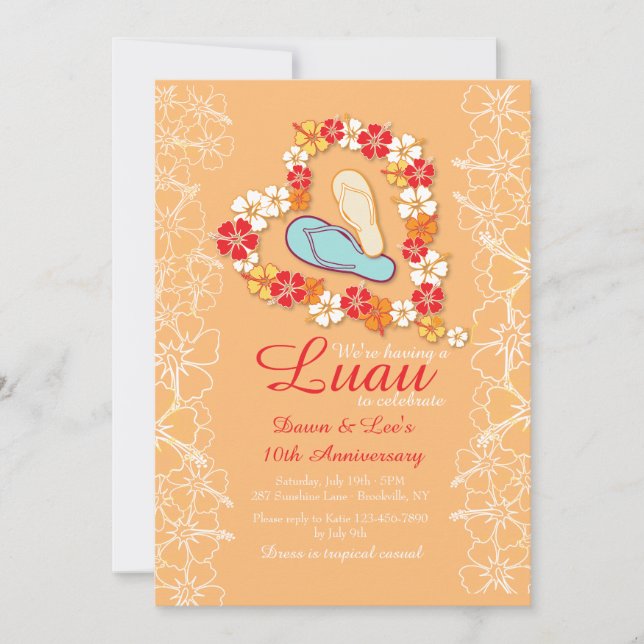 Aloha Love Luau Anniversary Invitation (Front)
