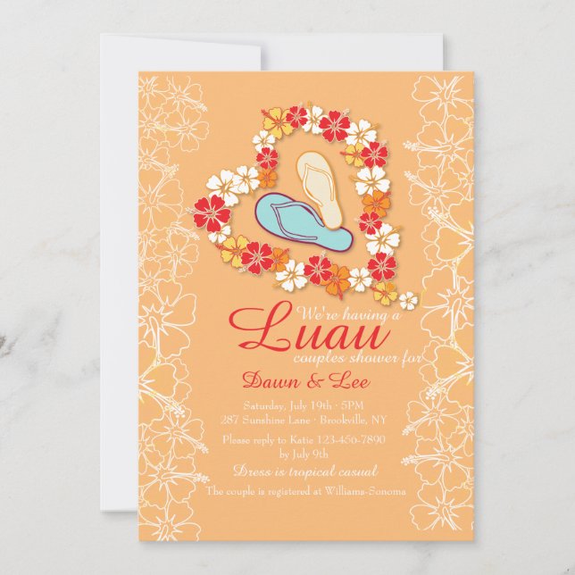 Aloha Love Luau Bridal Shower Invitation (Front)