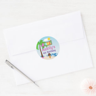 Aloha Luau Birthday Classic Round Sticker