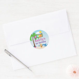 Aloha Luau Birthday Classic Round Sticker