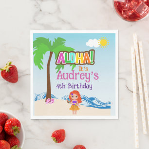 Aloha Luau Birthday Napkin