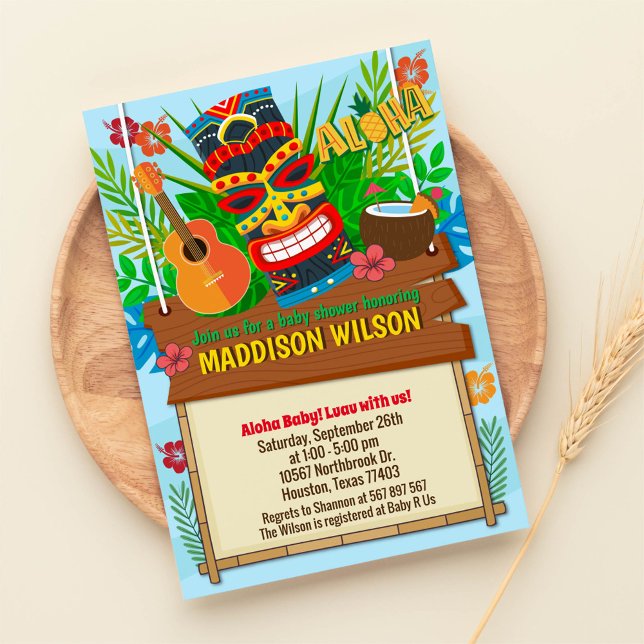Aloha Luau Hawaiian Tropical Baby Shower Invitation (Creator Uploaded)