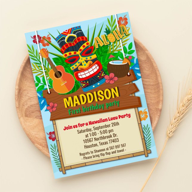 Aloha Luau Hawaiian Tropical Summer Birthday Invitation (Creator Uploaded)