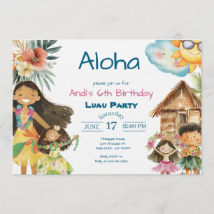 Aloha Luau Kids Birthday Invitation