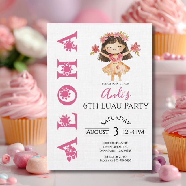 Aloha Luau Kids Birthday Invitation (Creator Uploaded)