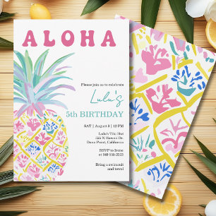 Aloha Luau Kids Birthday Party Invitation