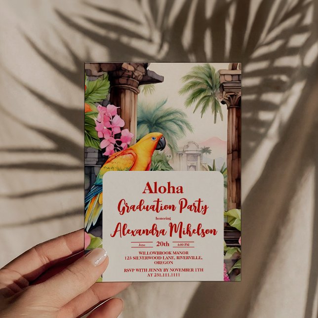 Aloha Luau Party Tropical Graduation Invitation (Creator Uploaded)