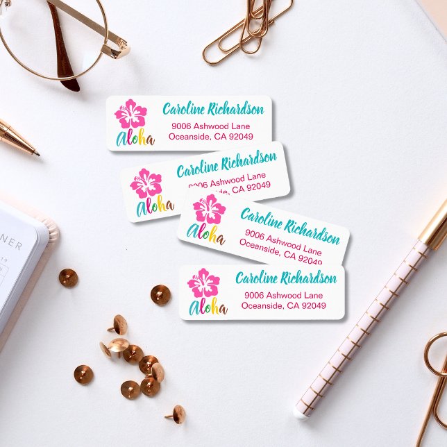 Aloha Luau Party Tropical Hibiscus Return Address (Creator Uploaded)