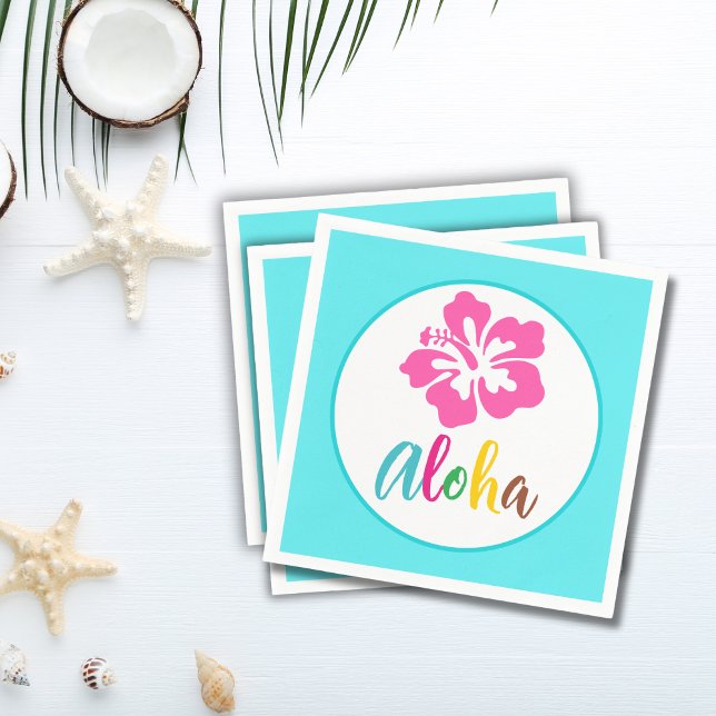Aloha Luau Party Tropical Hibiscus Summer Paper Napkin (Creator Uploaded)