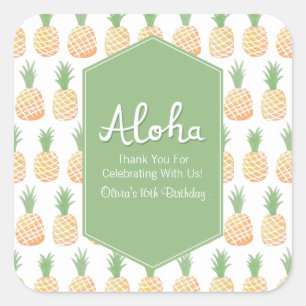 Aloha Luau Pineapple Pattern Thank You Stickers