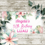 Aloha Luau Tropical Adult Birthday Banner<br><div class="desc">Adult themed Hawaiian tropical beach floral watercolor graphic luau party. Available as a digital download printable.
Custom,  personalised,  editable download</div>