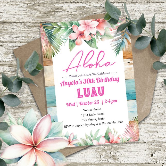 Aloha Luau Tropical Adult Birthday Invitation (Creator Uploaded)