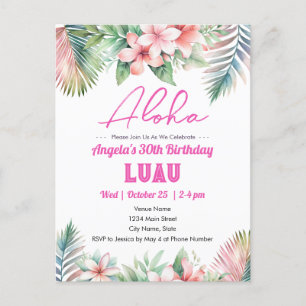 Aloha Luau Tropical Adult Birthday Postcard