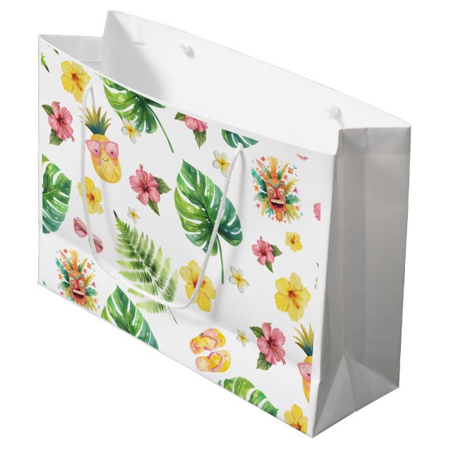 Aloha Luau Tropical birthday party  Large Gift Bag (Front Angled)