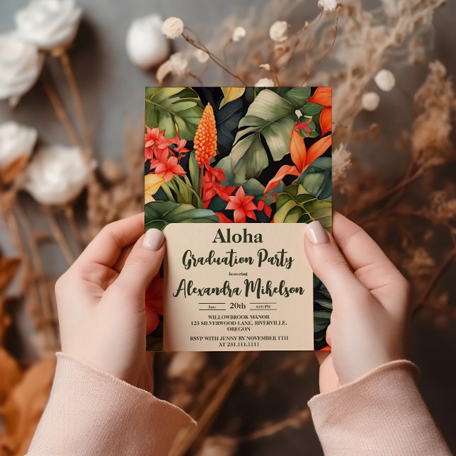 Aloha Luau Tropical Island Beach Graduation Party  Invitation (Creator Uploaded)