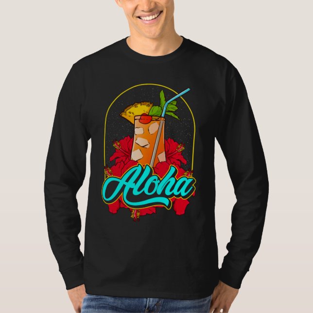 Aloha Mai Tai Cocktail from Hawaii With Pretty Hib T-Shirt (Front)
