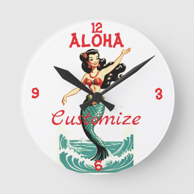 Aloha Mermaid Thunder_Thunder_Cove Round Clock (Front)