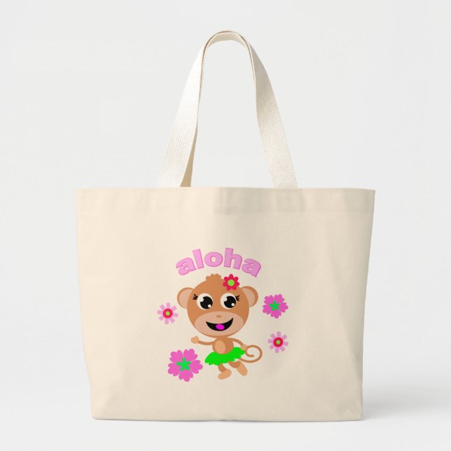 aloha monkey large tote bag (Front)