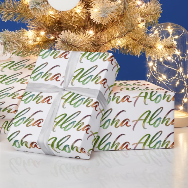 Aloha - Nature Lettering White - Hawaii Hawai'i Wrapping Paper (Holidays)