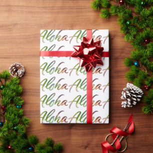 Aloha - Nature Lettering White - Hawaii Hawai'i Wrapping Paper