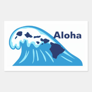Aloha Ocean Wave Hawaiian Islands Chain Rectangular Sticker