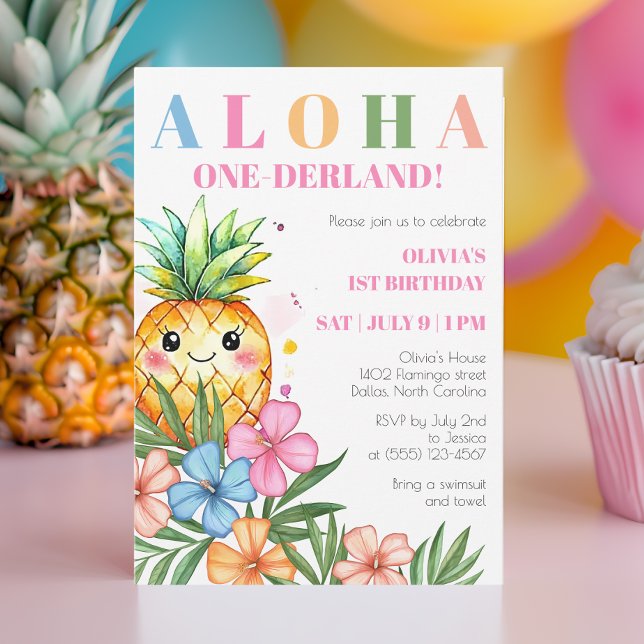 Aloha Onederland Summer Pineapple 1st Birthday Invitation (Aloha Onederland Summer Pineapple 1st Birthday Invitation)