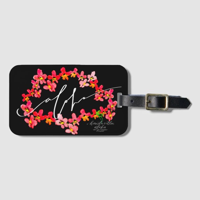 Aloha Orchid Lei Luggage Tags (Front Horizontal)