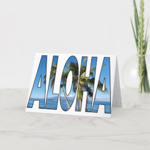 Aloha Palm Trees Hawaii Lahaina Typography Blank Holiday Card