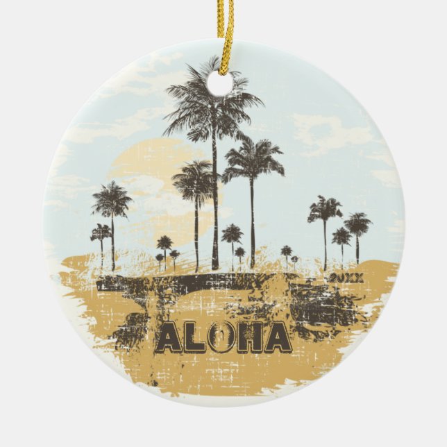 Aloha Palm Trees Tropical Christmas Ornament (Front)
