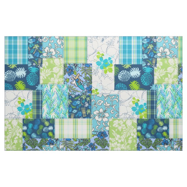 Aloha Patchwork Hawaiian Tropical Prints - Teal Fabric (Fat Quarter)