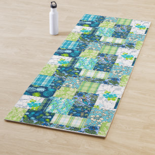 Aloha Patchwork Hawaiian Tropical Prints - Teal Yoga Mat