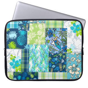 Aloha Patchwork Hawaiian Tropical Prints Wetsuit L Laptop Sleeve