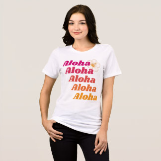 Aloha Pattern Hibiscus Pink Orange Hawaii Floral Tri-Blend Shirt