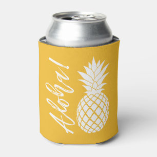 Aloha Pineapple Beach Party Luau   yellow white Can Cooler