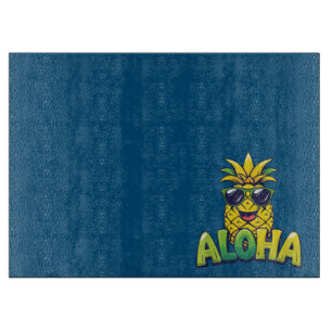 Aloha Pineapple Collection Teal Cutting Board