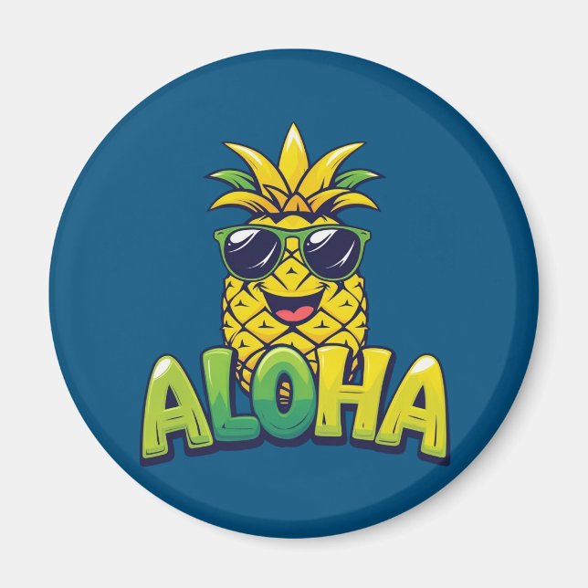 Aloha Pineapple Collection Teal Kitchen Magnet (Front)