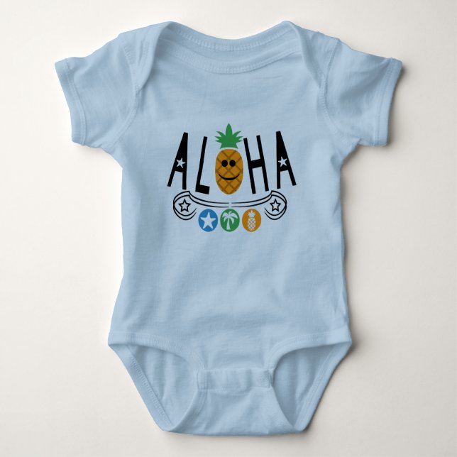 Aloha Pineapple Design - Baby Jersey Bodysuit (Front)