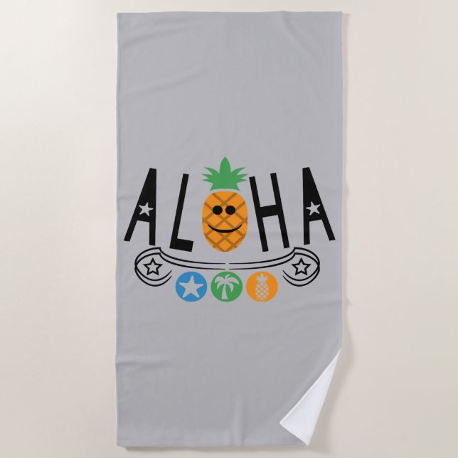 Aloha Pineapple Design - Beach Towel (Front)