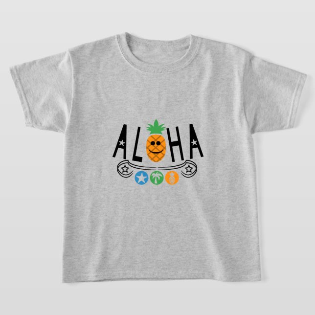 Aloha Pineapple Design - Girls' Basic T-Shirt (Laydown)
