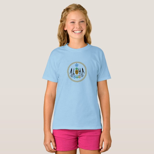 Aloha Pineapple Design - Girls' Basic T-Shirt (Front Full)