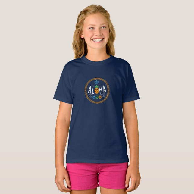 Aloha Pineapple Design - Girls' Basic T-Shirt (Front Full)