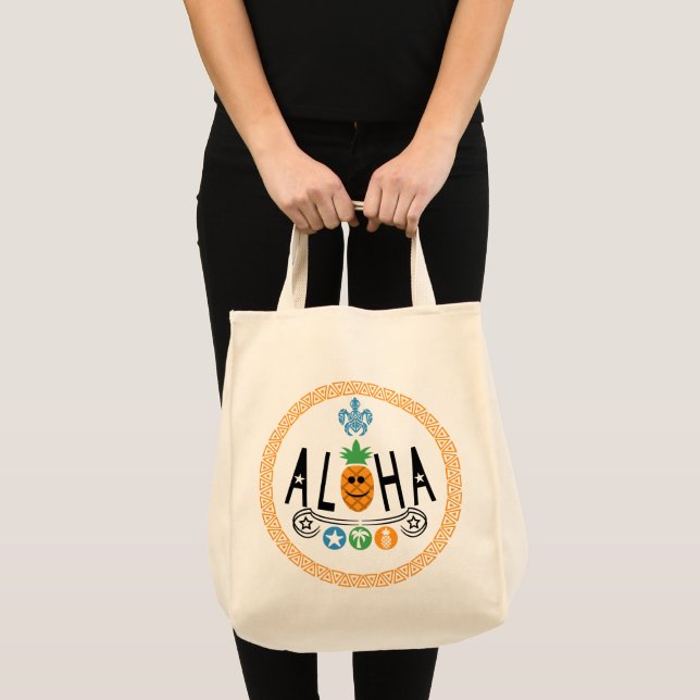 Aloha Pineapple Design - Grocery Tote Bag (Front (Product))