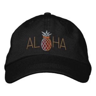 Aloha Pineapple Embroidery Graphic on Embroidered Hat