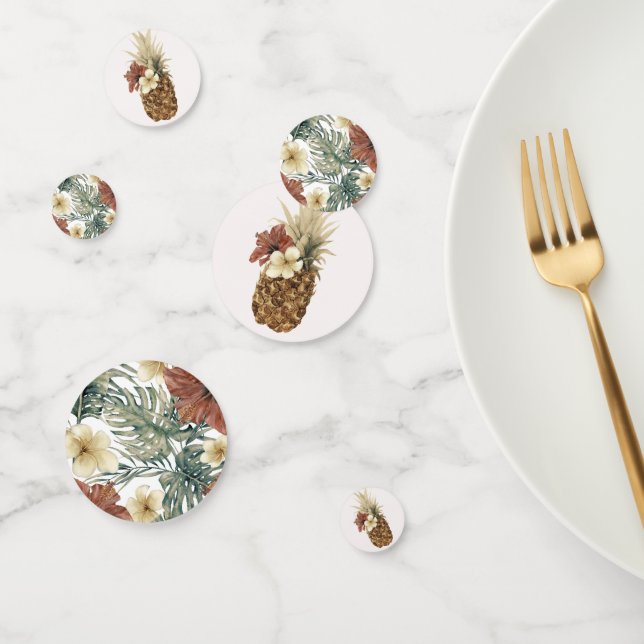 Aloha Pineapple Floral Botanical Vintage Tropical Confetti (Group)