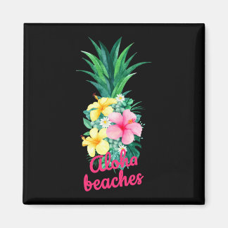 Aloha pineapple flowers aloha hawaii vintage magnet