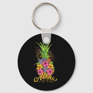 Aloha Pineapple Hibiscus Women Teen Girl Hawaiian Key Ring